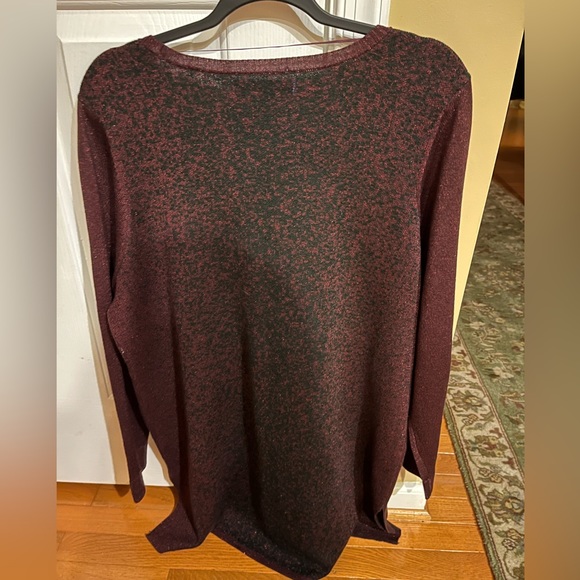 EUC Apt 9 Burgundy High Low Sweater with Metallic threads, XXL - Picture 3 of 4